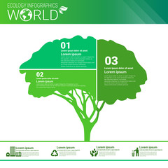 World Environmental Protection Green Energy Ecology Infographics Banner With Copy Space Vector Illustration