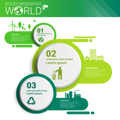 World Environmental Protection Green Energy Ecology Infographics Banner With Copy Space Vector Illustration