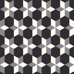 3D geometrical seamless pattern in beige, gray and black tones