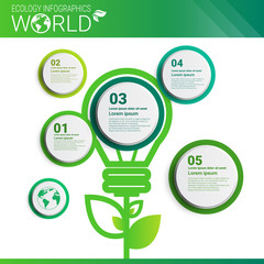 World Environmental Protection Green Energy Ecology Infographics Banner With Copy Space Vector Illustration