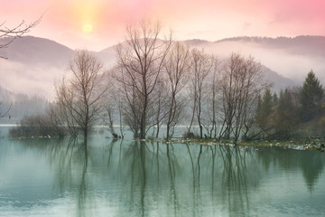 Bottles in the reservoir mountain
