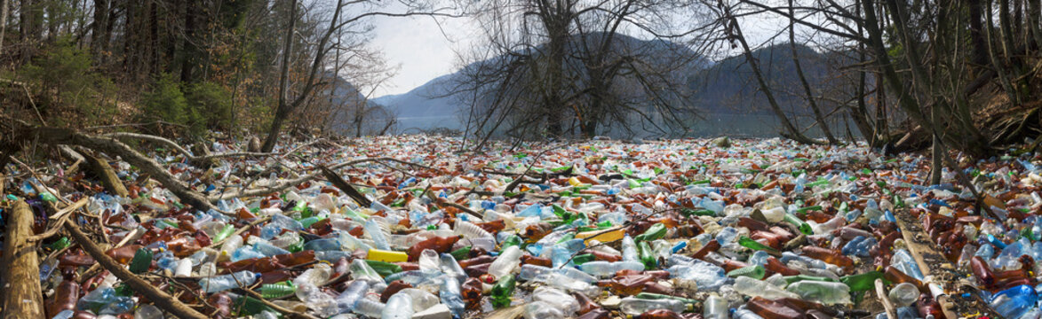 Bottles in the reservoir mountain