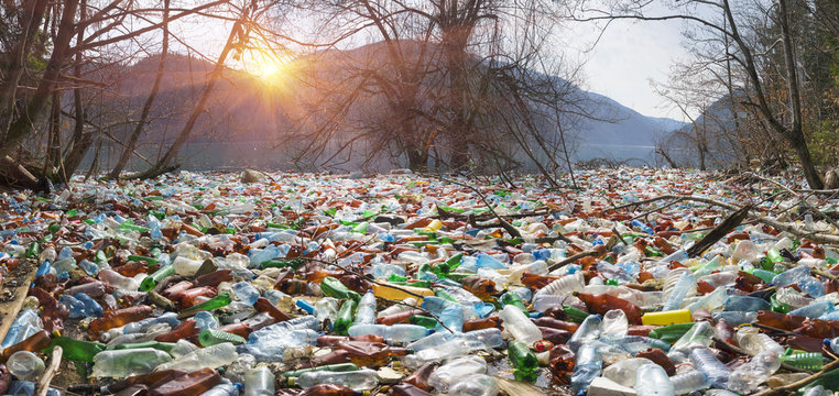 Bottles in the reservoir mountain