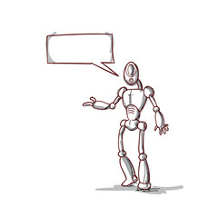 Modern Robot Futuristic Mechanism With Chat Bubble Social Network Communication Technology Vector Illustration