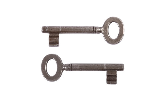 Vintage key on white background with clipping path