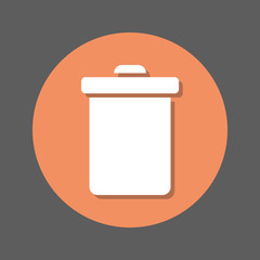 Delete, trash can, recycling bin flat icon. Round colorful button, circular vector sign with shadow effect. Flat style design