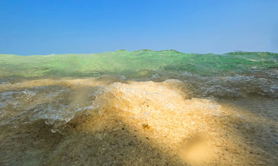 Sea wave splashing on to the beach