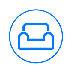 Comfortable sofa, armchair circular line icon. Round colorful sign. Flat style vector symbol