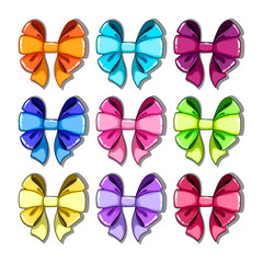 Set with cartoon colorful bows