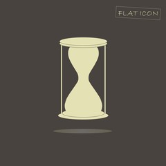 Light hourglass on black, flat icon vector illustration