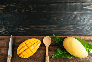 mango desserts  on wood top view