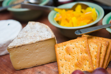 Piece of cheese with biscuits