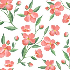 Floral seamless pattern. Watercolor background with red flowers 6