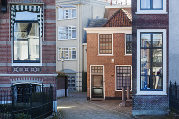 Street with different houses in Gorinchem
