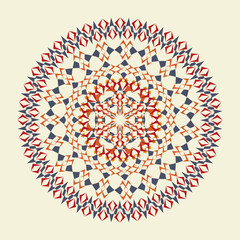 Vector colorful mosaic mandala. Beautiful design element in ethnic style. Indian, tribal, oriental ornament