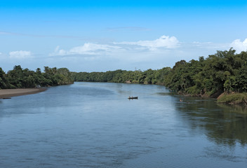 Boats on the Sixola River, border river between Costa Rica and Panama
