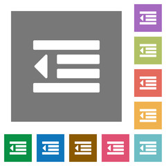 Decrease text indentation square flat icons