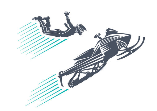 Snowmobile jumping. Sport emblem