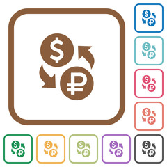 Dollar Ruble money exchange simple icons