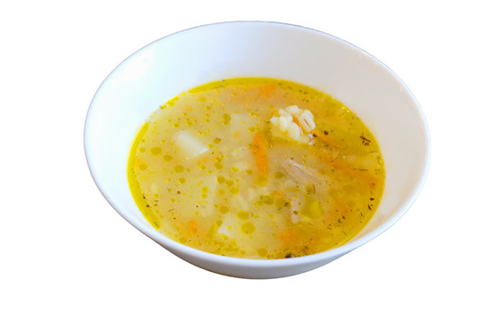 rassolnik - traditional Russian soup . isolated on white