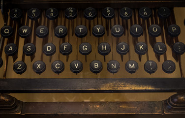 The fragment of an old and vintage typewriter