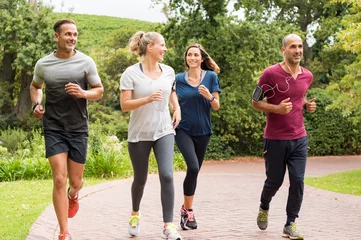 Deurstickers Joggen Groep volwassen mensen joggen