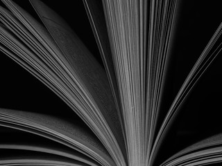 Closeup of the book side. Book sale. Copy space.