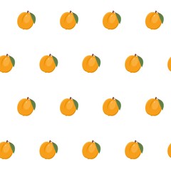 Seamless pattern with apricots on a white background. It can be used for packing of gifts, tiles fabrics backgrounds. Vector illustration.