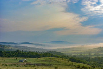 Obraz premium Sunrise over Hateg County ,Carpathian Mountains, Romania