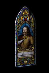 Iancu  de Hundeoara , portrait on vitrage window at Corvin’s Castle 