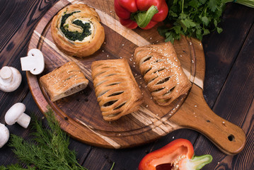 Puff pastry with meat and vegetables