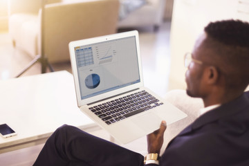 African Man Working Determine Workspace Lifestyle Concept