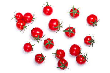 Cherry ciliegini pachino tomatoes, paths, top view