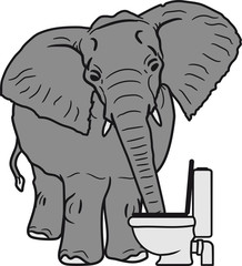 toilette wc trinken durstig ekelig lustig comic cartoon rüssel elefant süß niedlich groß gesicht gemalt