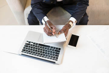 African Man Working Determine Workspace Lifestyle Concept