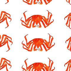 Watercolor crab illustration. Fresh organic seafood.