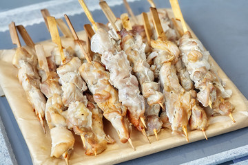 Barbecue skewers with meat, chicken shish kebab