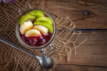 Chia seed pudding with fruit.