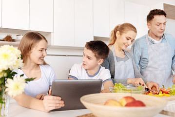 Cheerful siblings resting in the kitchen