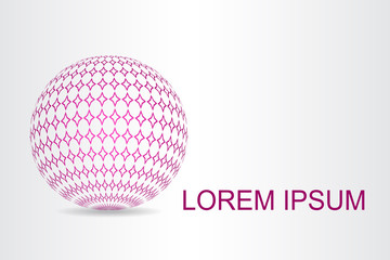 Logo stylized spherical surface with abstract shapes