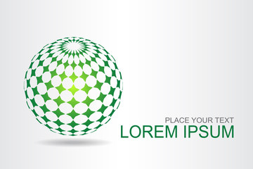 Logo stylized spherical surface with abstract shapes