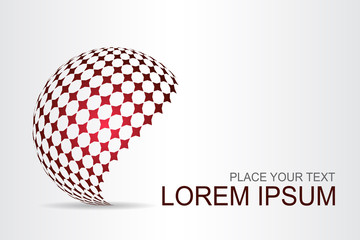 Logo stylized spherical surface with abstract shapes