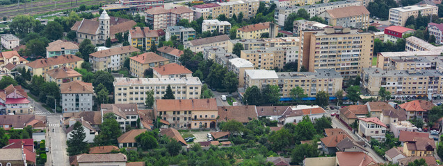 Aerial view of the city of Deva from fortress build in 1250