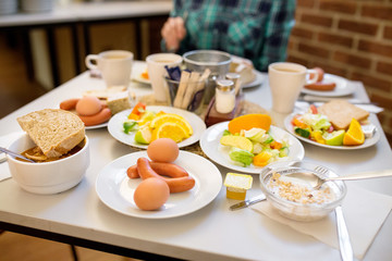 Breakfast at the hostel type everything you can eat