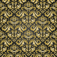 Damask vector classic golden pattern. Seamless abstract background with repeating elements. Orient background