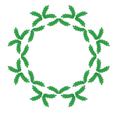 Isolated green leaf frames on the white background