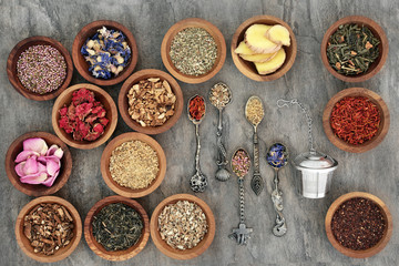 Herb Tea Varieties. Used also in natural herbal medicine.