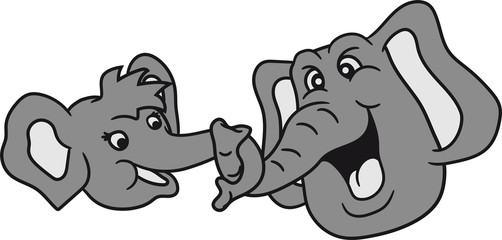 team 2 freunde lachen comic cartoon freunde papa mama kind paar liebe verliebt mädchen girl kopf gesicht glücklich elefant klein süß niedlich
