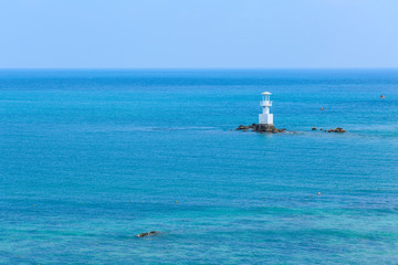 sea and lighthouse at Smaesarn in Thailand