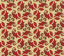 Floral vector ornament. Seamless abstract classic background with flowers. Pattern with repeating elements